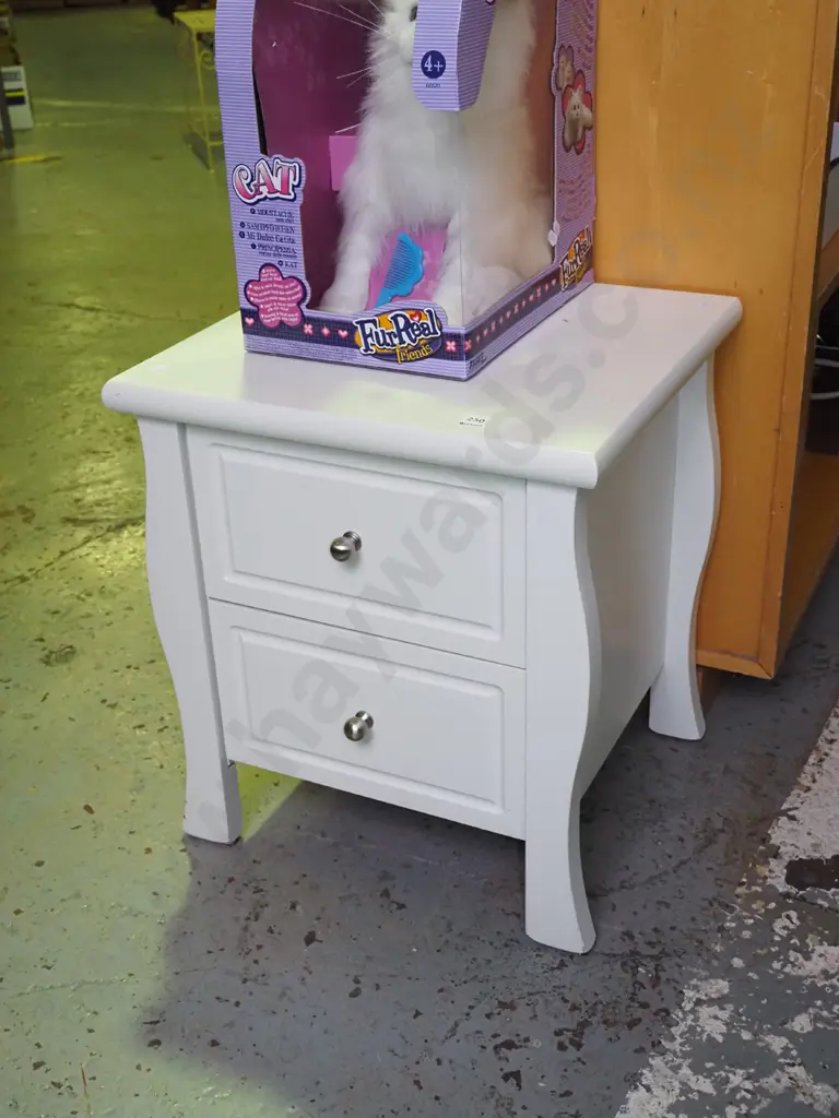 white 2 drawer bedside cabinet Image 1++