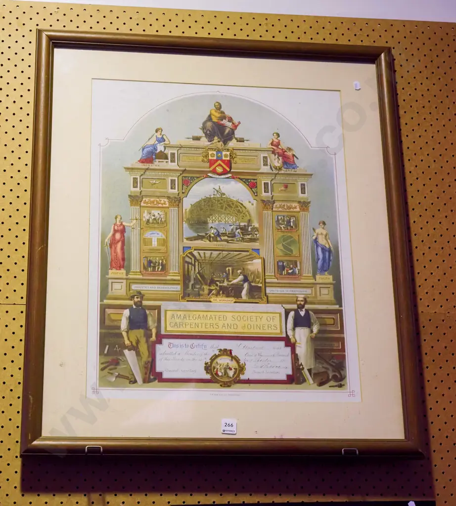 framed Amalgamated Society of Carpenters and Joiners - Industry and benevolence unite us in friendship Image 1++