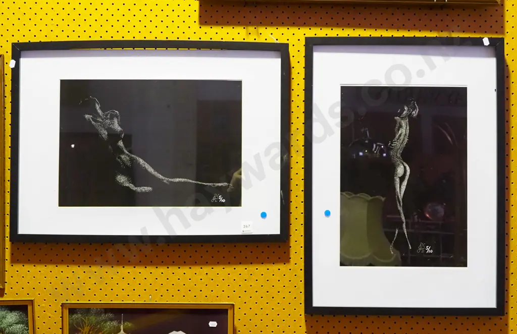2x framed prints - nudes - blue dots Image 1++