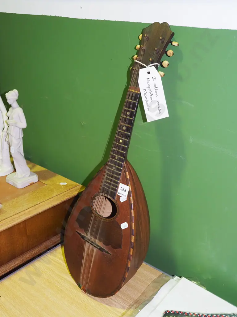 Italian made Neapolitan mandolin - some damage to side Image 1++