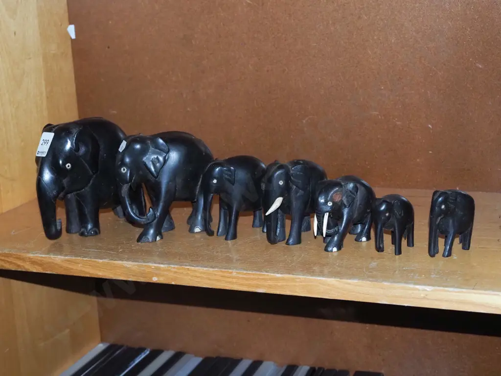 herd of ebony elephants - missing tusks and damaged Image 1++