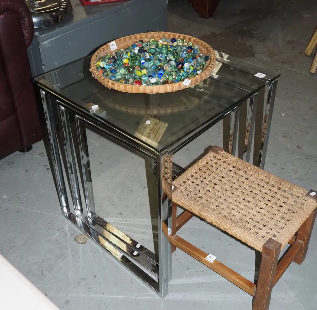 nest of chrome and glass tables H-550 W-510 D-500 Image 1++