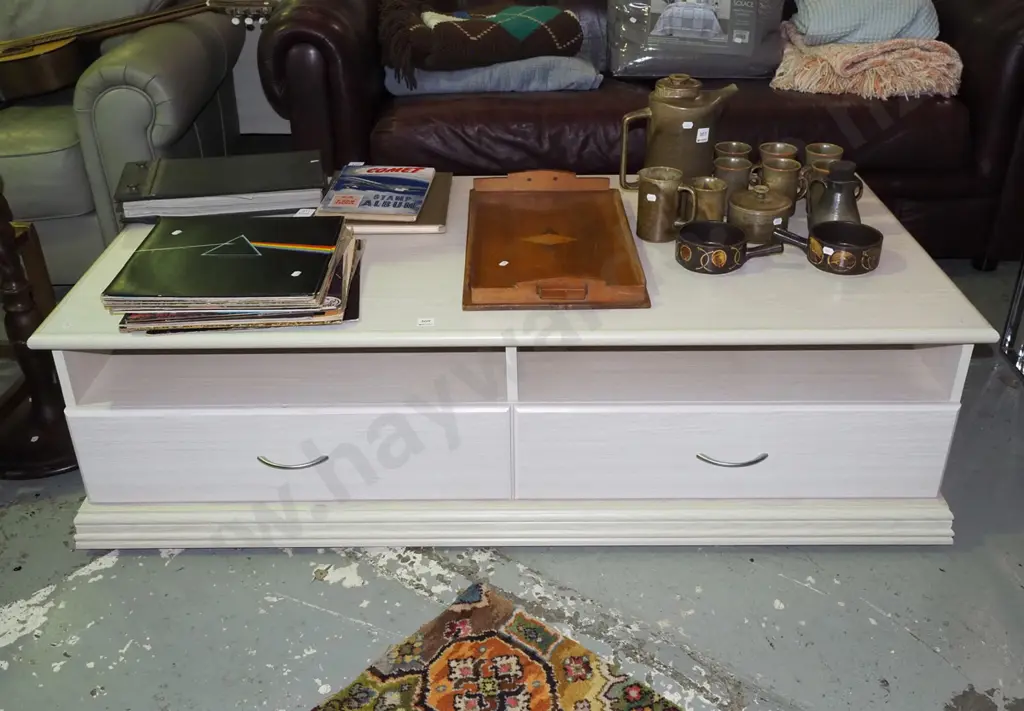 large mdf melteca 2 drawer entertainment unit H-420 W-1430 D-695 Image 1++