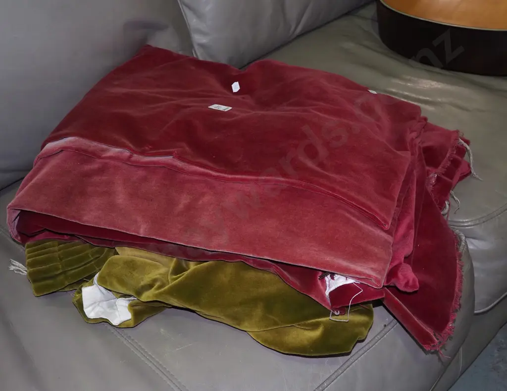 green and crimson velvet curtains - some fading/damage Image 1++