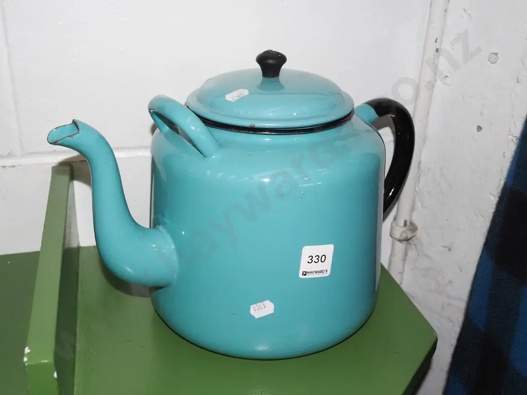 large teal enamel teapot Image 1++