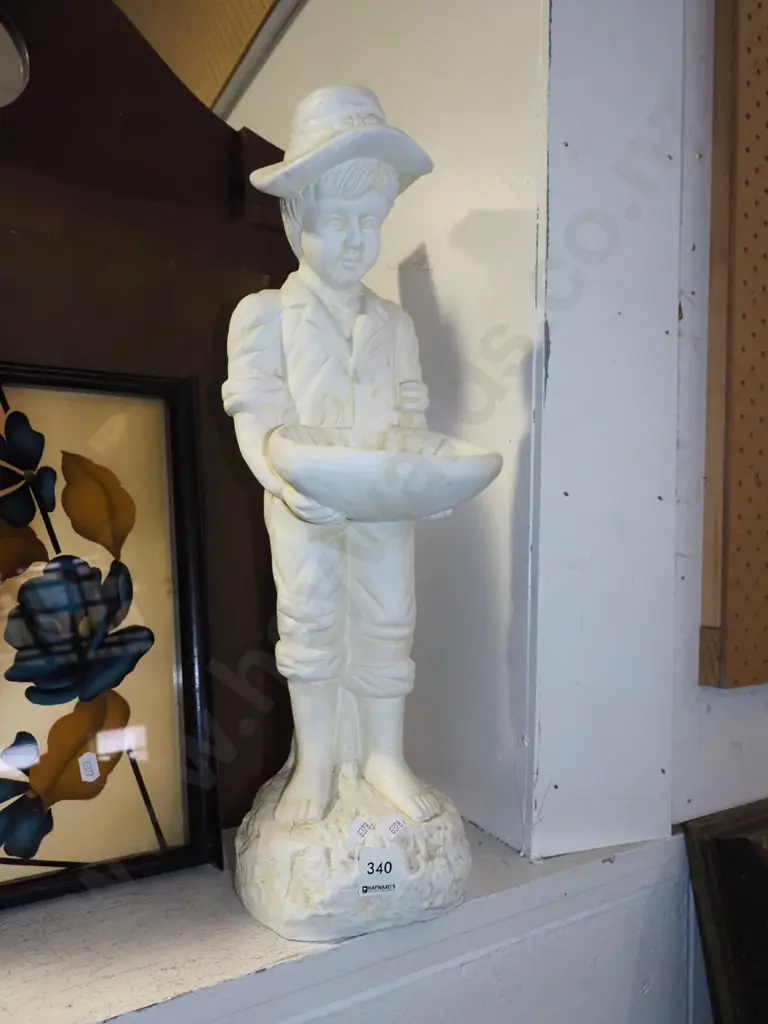 cast plaster figurine - boy holding tray H-500 Image 1++