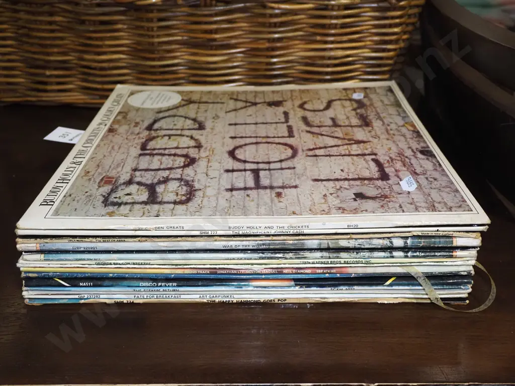 stack of LPs; Buddy Holly, Johnny Cash etc Image 1++