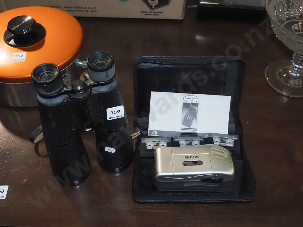 8x56 field binoculars, Philips cased ditaphone Image 1++