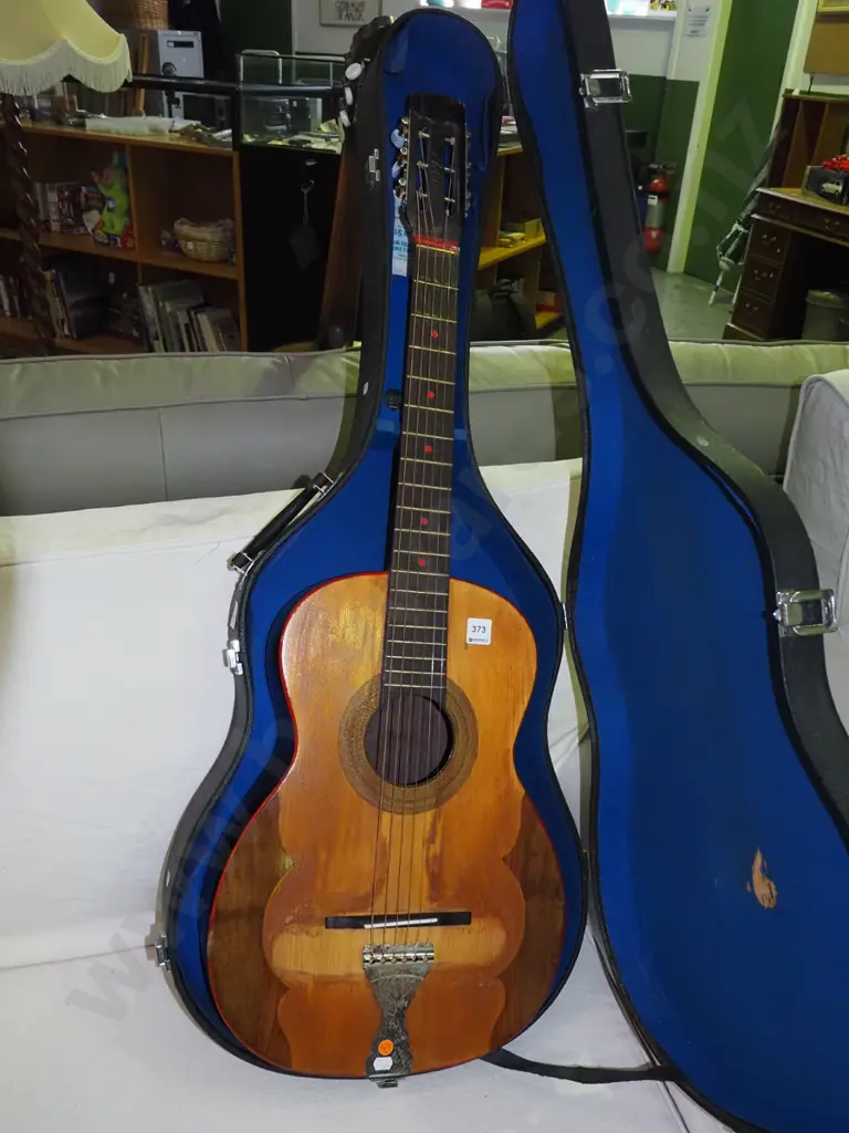 steel string acoustic guitar in hard carry case Image 1++