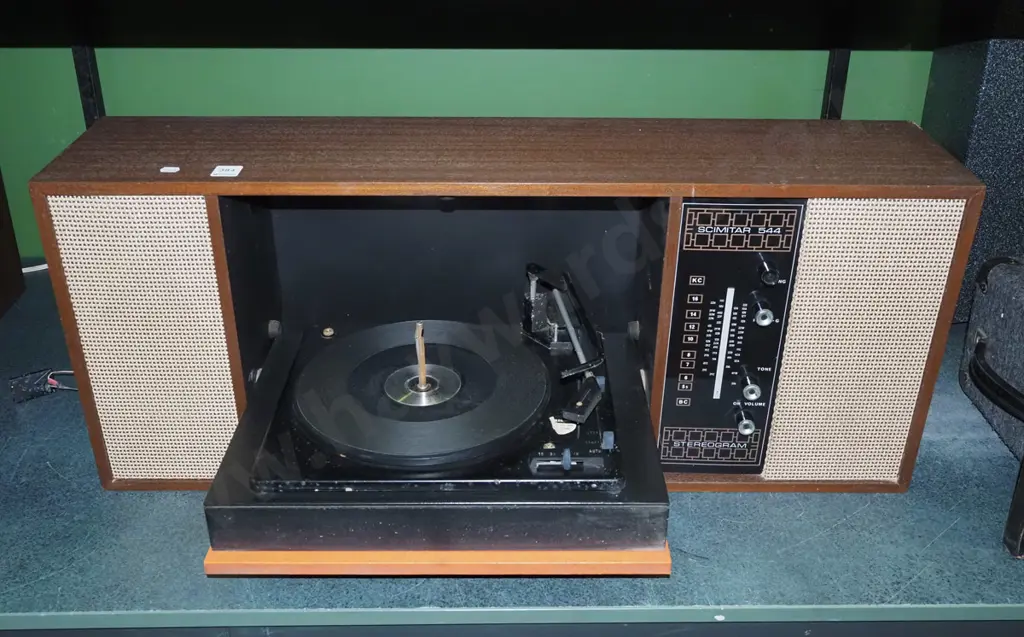 mid-century Simitar 544 wall mounted drop front gramophone As Is No Returns Image 1++