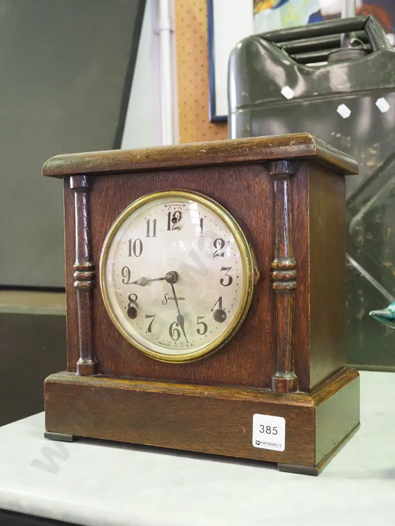 wood cased Sessions mantle clock Image 1++