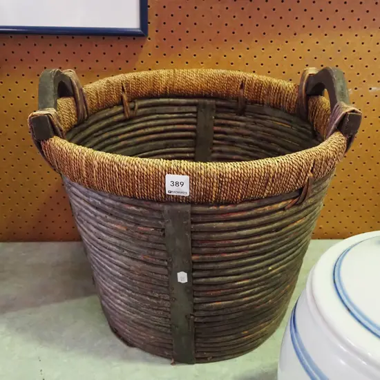 willow and seagrass double handled basket