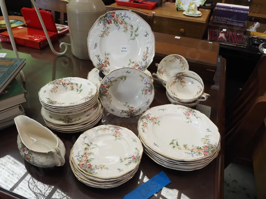 assorted Crown Ducal Florentine Rosalie bowls, plates, gravy boat etc Image 1++