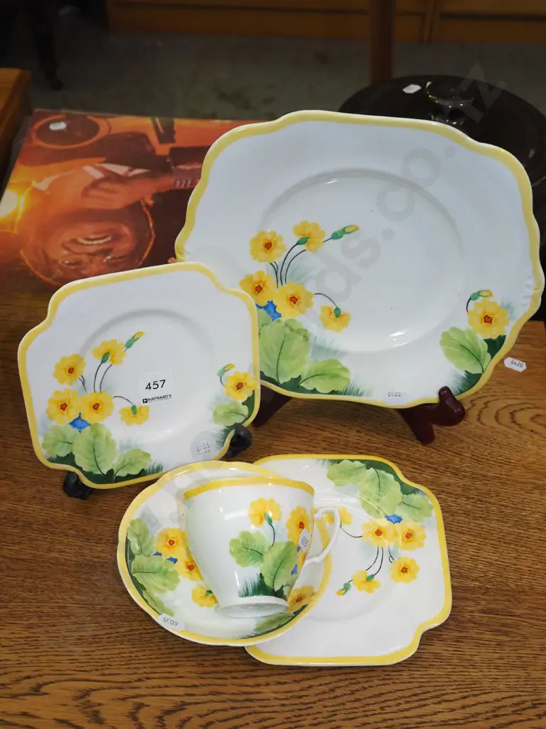 Grafton ware yellow floral trio, saucer, plate Image 1++