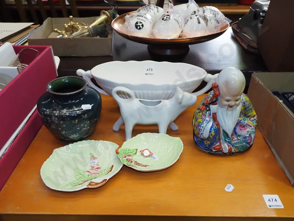 Chinese figurine, vases, cow creamer etc Image 1++
