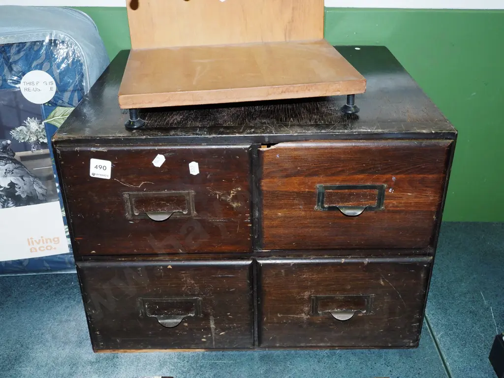 restorer's 4 drawer library index card cabinet H-370 Image 1++