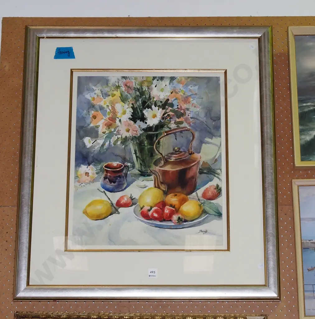 Ben Ho - framed watercolour - still life - foxing Image 1++