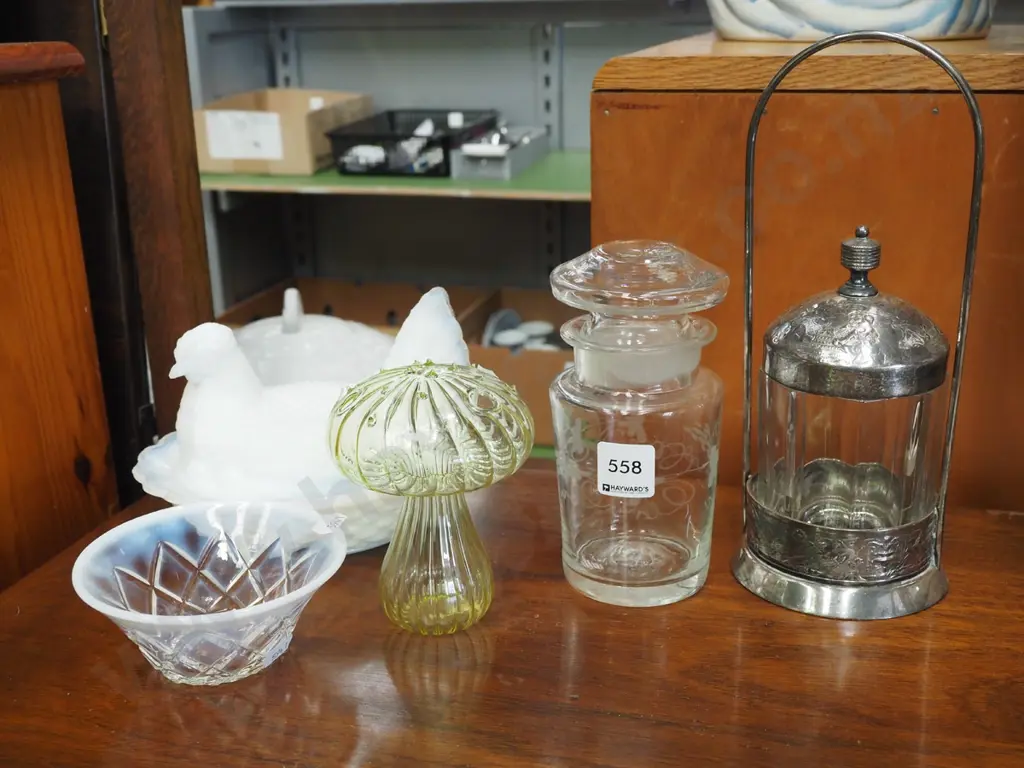 glass canister, poultry cover pot etc Image 1++
