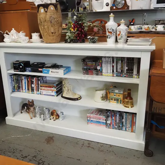 white painted low bookcase H-900 W-1500 D-280