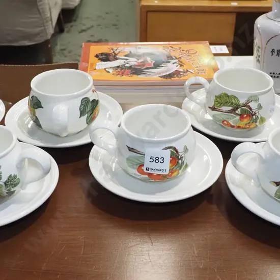 6x Portmeirion Pomona cups and saucers
