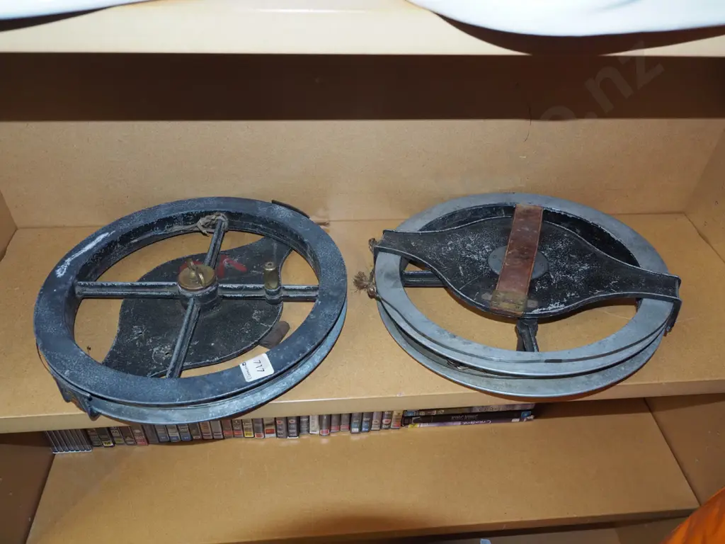 pair of open reel vintage measuring tapes Image 1++
