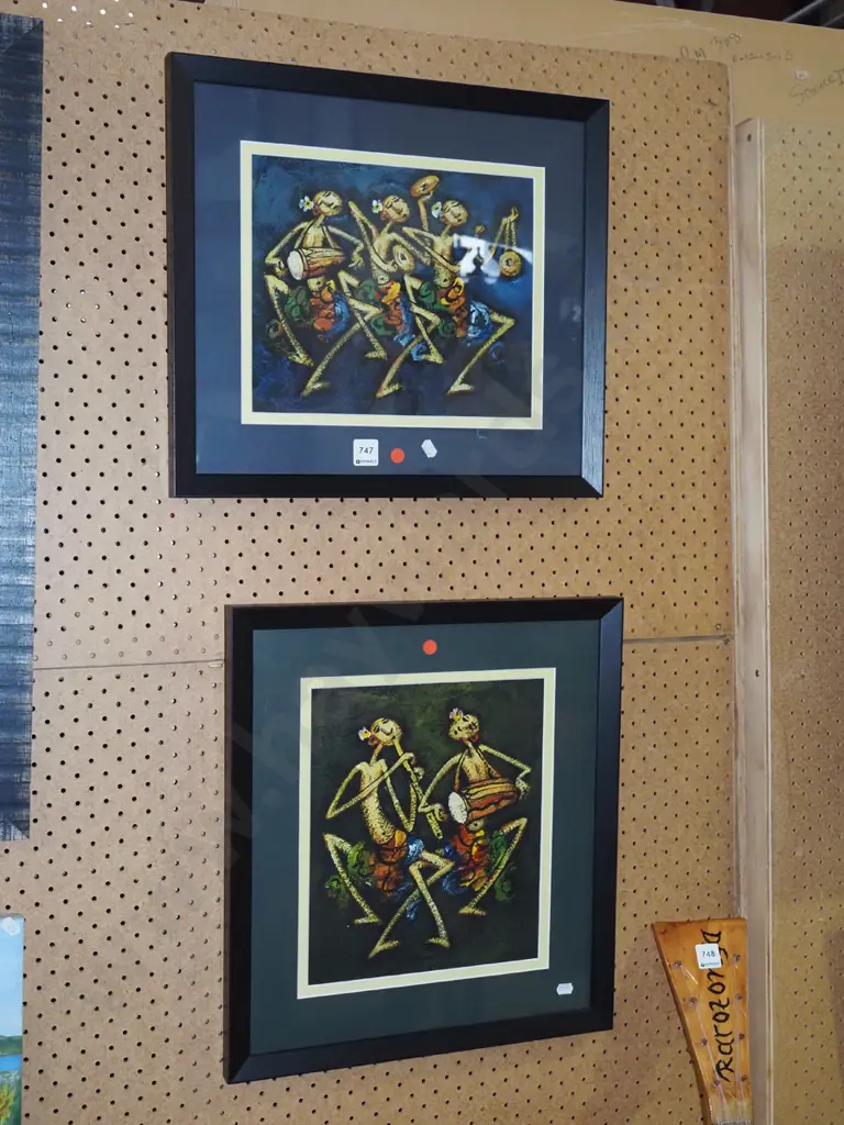 2x framed acrylics - red dots Image 1++
