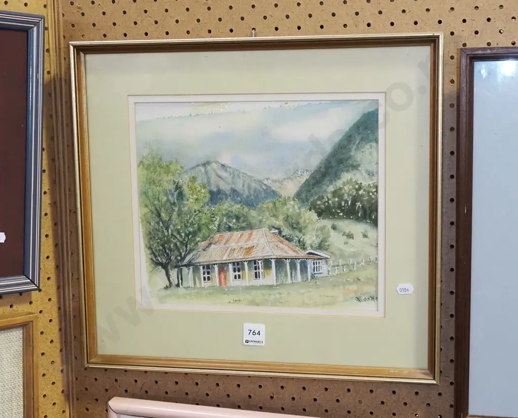 framed watercolour - farmhouse - frame needs attention Image 1++