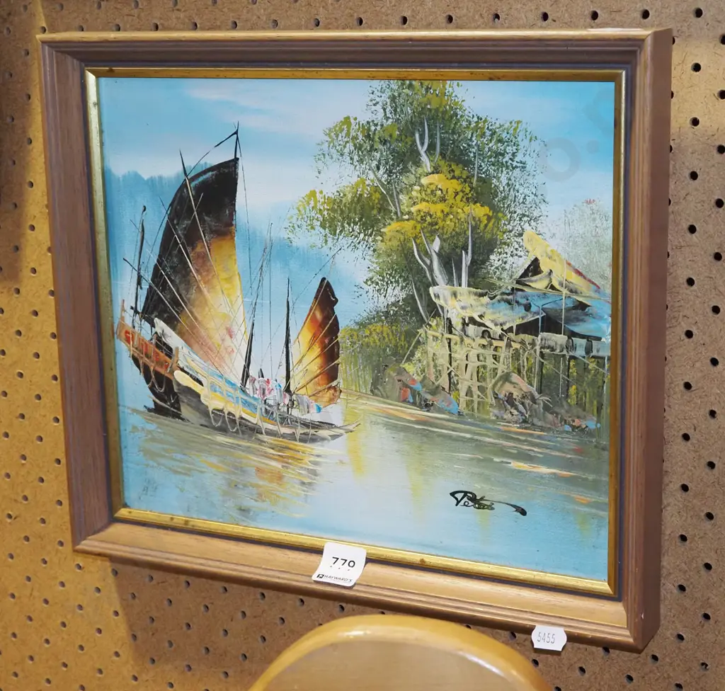 small framed oil -sampan Image 1++