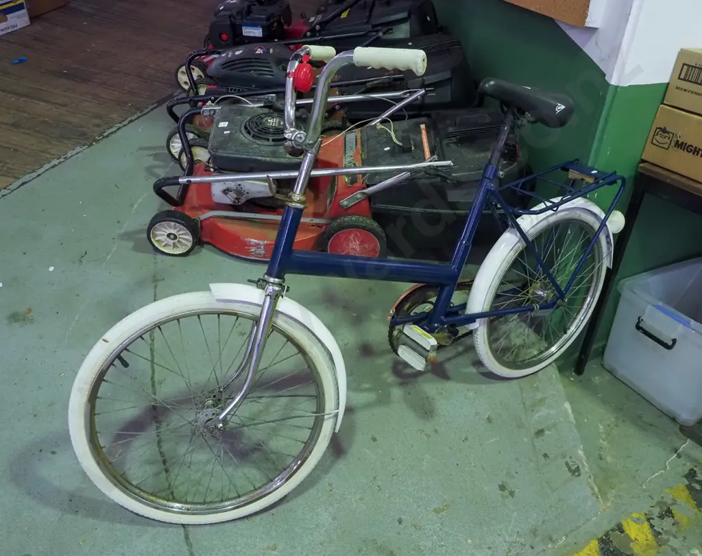 restored blue and white bike Image 1++