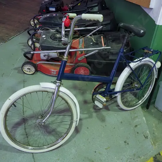 restored blue and white bike