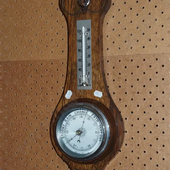 oak barometer/thermometer