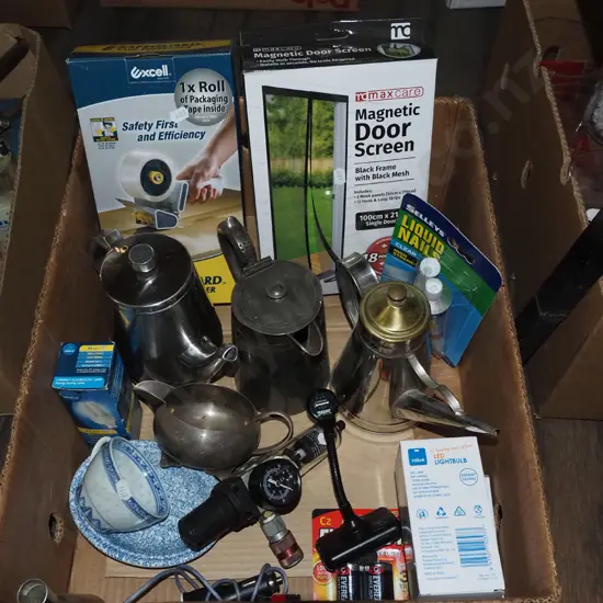 box; coffee pots, door screens etc