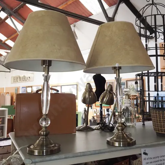 pair of brass and glass lamps H660