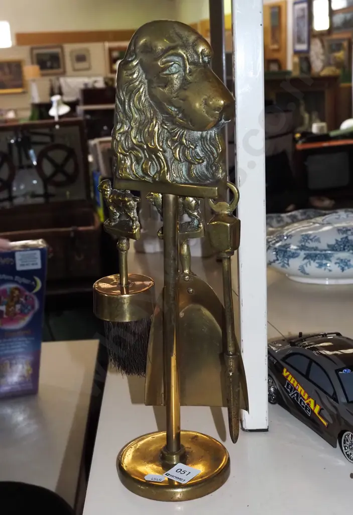 brass dog themed fireside set Image 1++