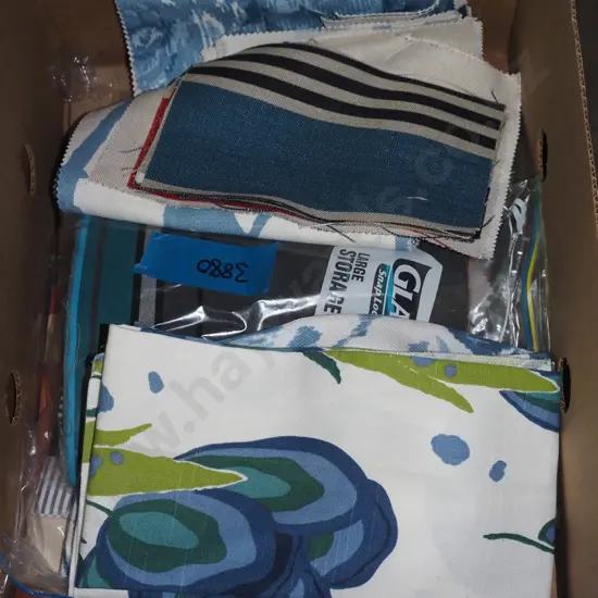 box; fabric pieces