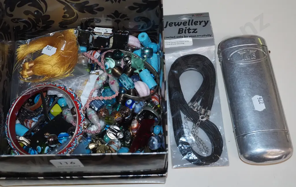 box; beads, glasses case, jewellery bits etc Image 1++