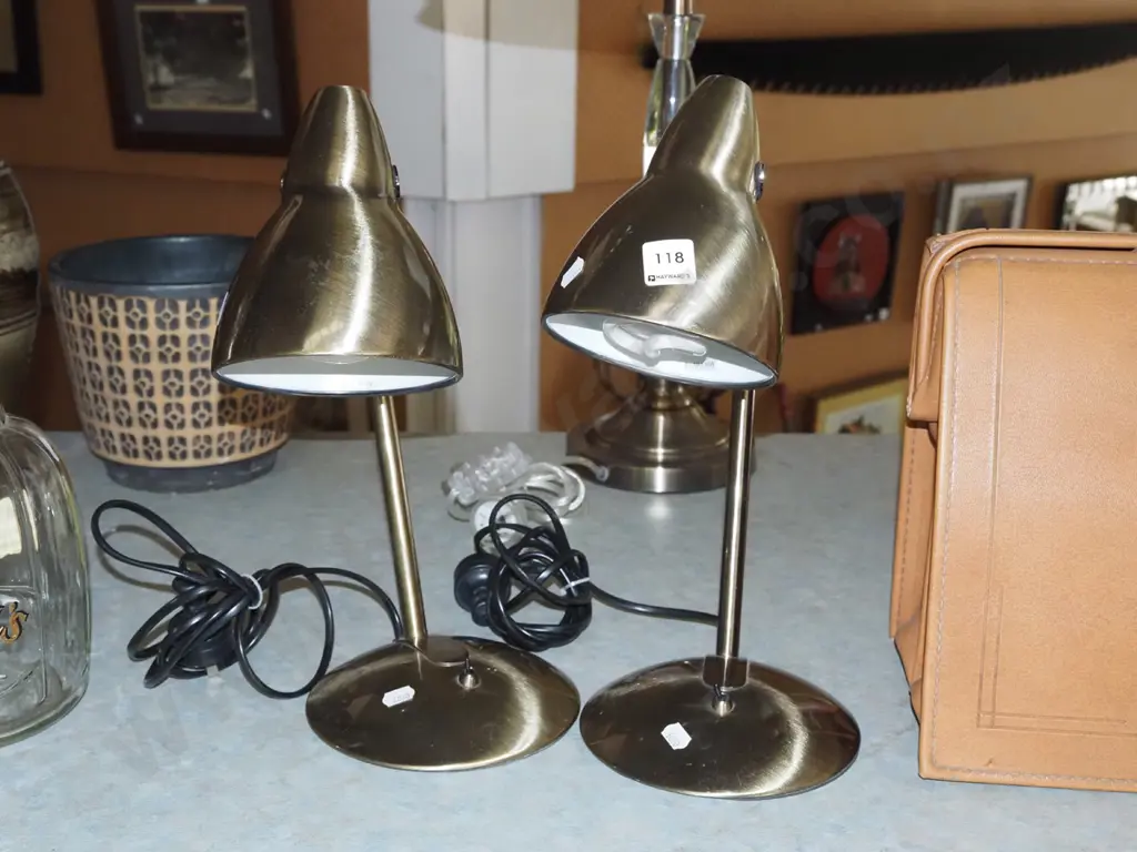 pair of brushed metal bedside lamps Image 1++