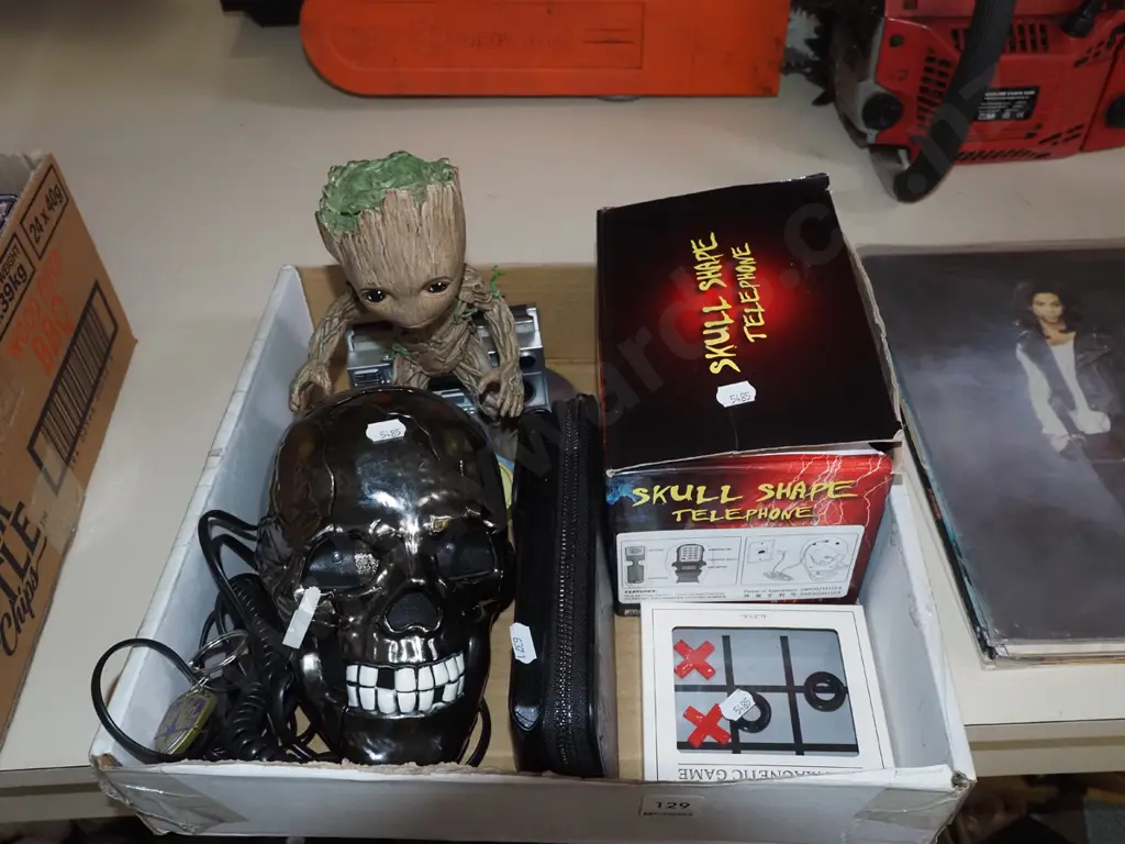 box; skull shaped telephone, Guardians of the Galaxy figurine etc Image 1++