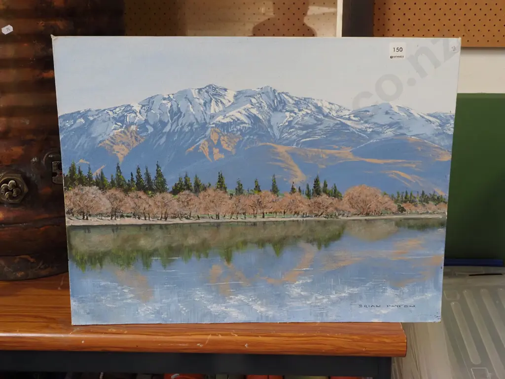Brian Paton oil on board - lake and mountain scene Image 1++