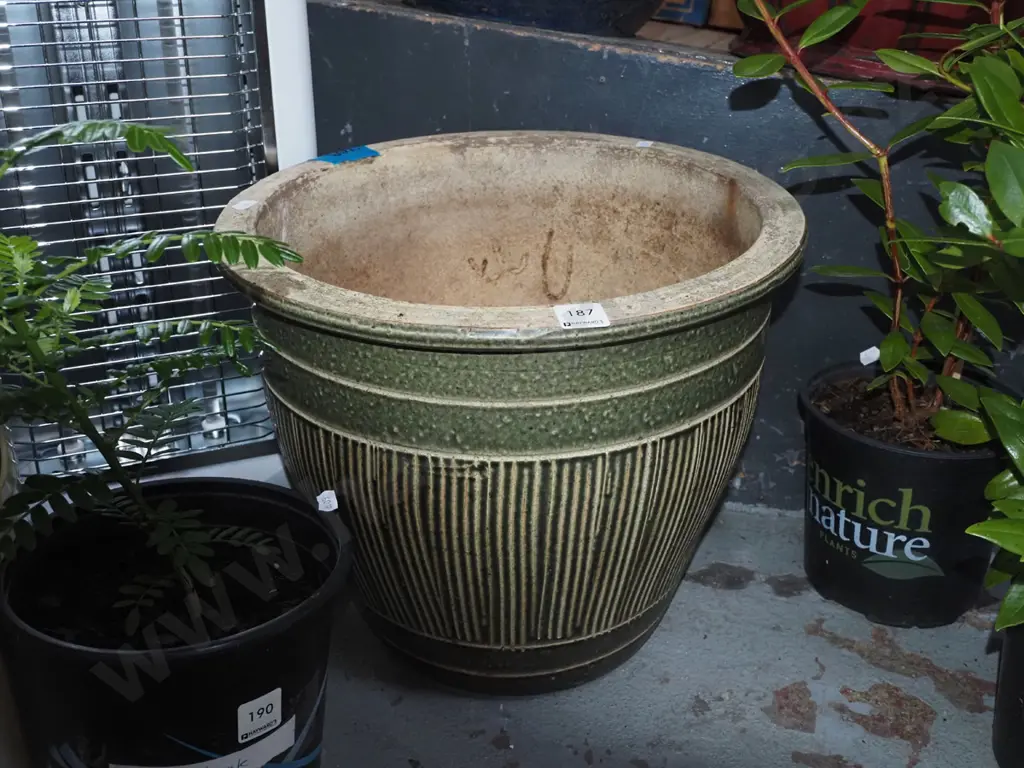 green glazed garden planter H310 Image 1++