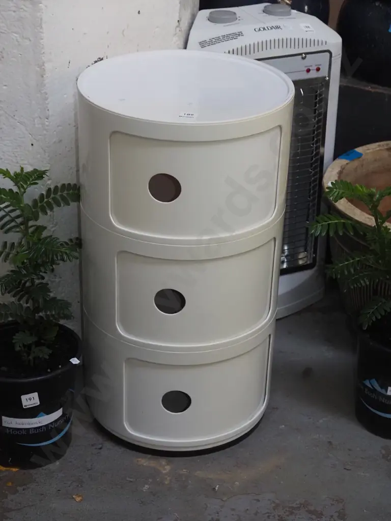 cylindrical plastic 3 drawer storage cabinet H830 Image 1++
