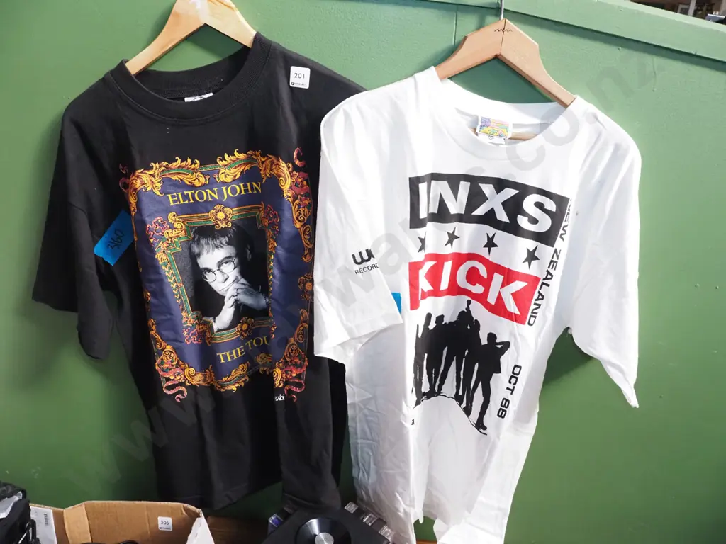 2x music tour  t-shirts; Elton John, INXS Image 1++