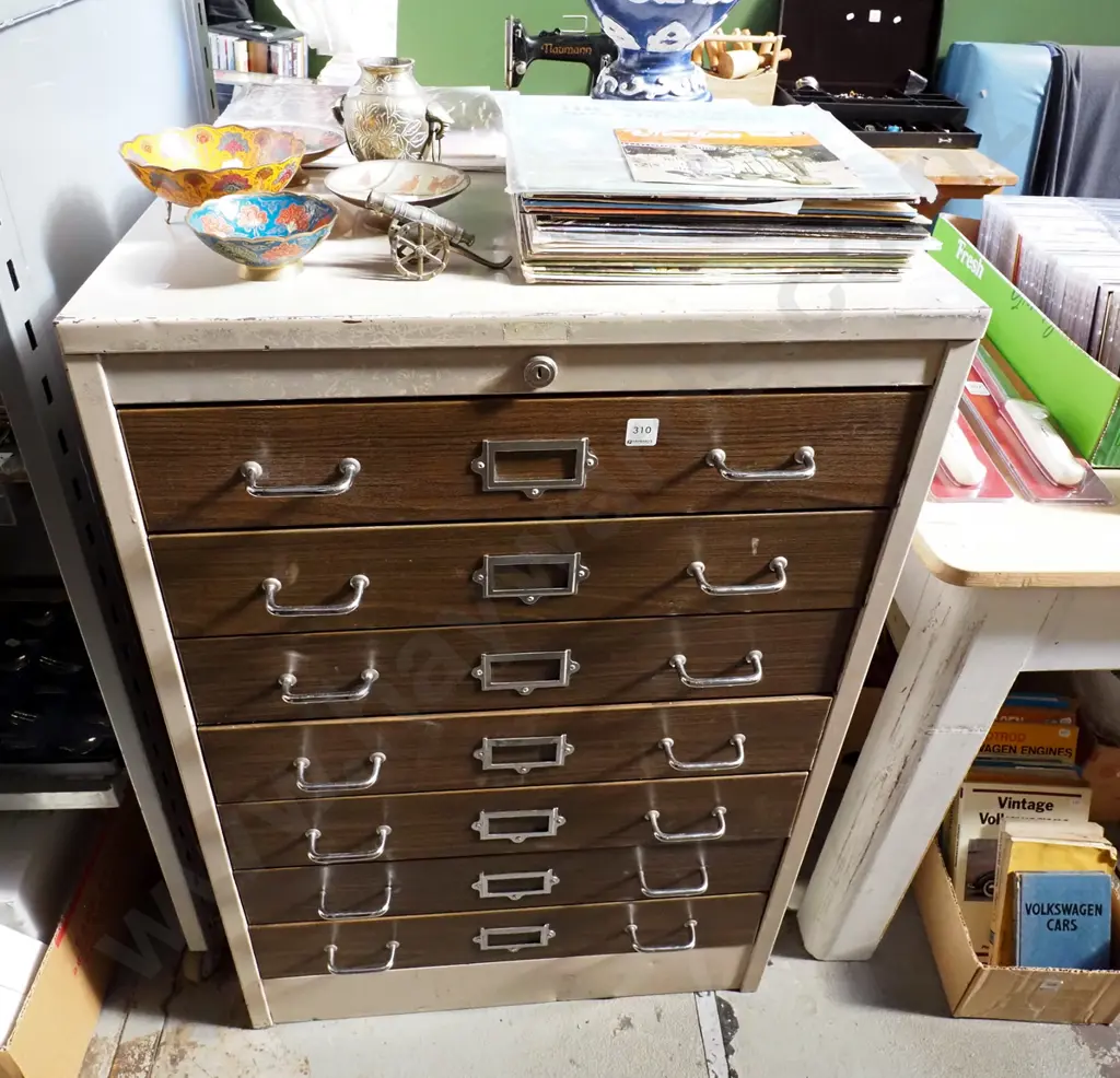 7 drawer index card metal filing cabinet H1020 W690 D720 Image 1++