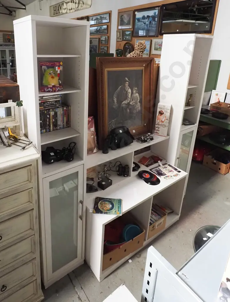 mdf melteca modular wall unit with adjustable shelves, 2x clear doors H2170 W2000 D630 Image 1++