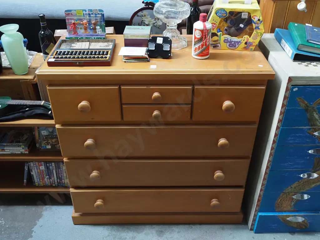 rimu and mdf 7 drawer chest H1000 W1000 D430 Image 1++