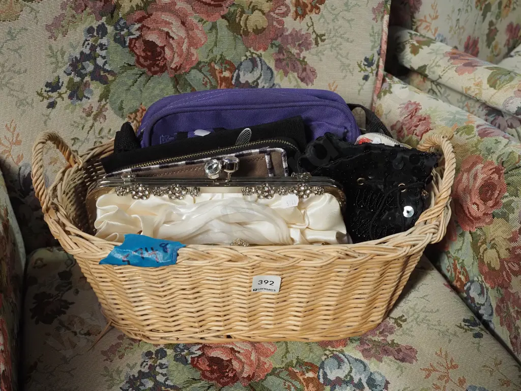 cane basket, clutch purses Image 1++