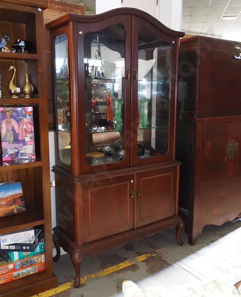 mahogany display cabinet with 2 solid and 2 glazed doors H1850 W955 Image 1++