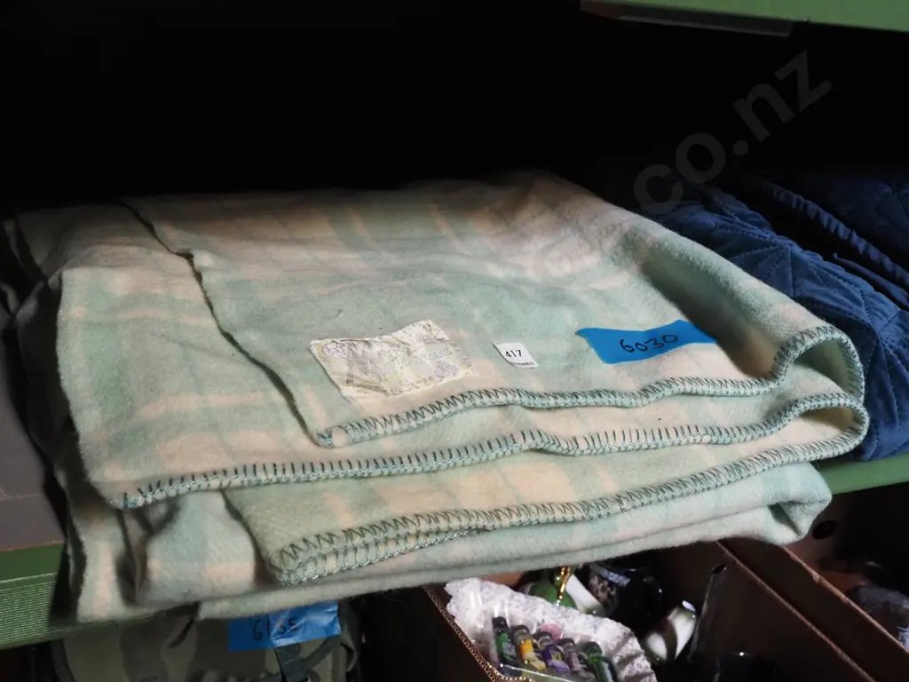 Mosgiel Woollen Limited green checked blanket Image 1++