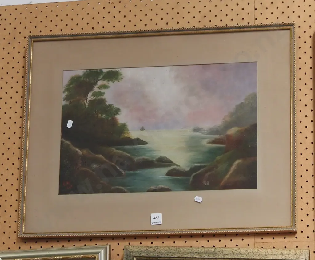 framed pastel - coastal scene and sailing ship Image 1++