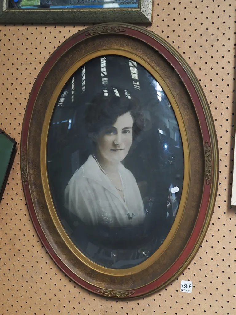 framed vintage hand coloured portrait photograph Image 1++